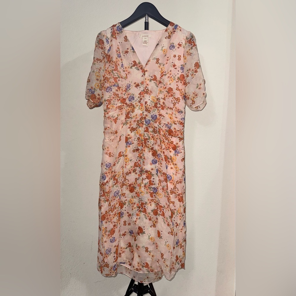 Sundance Floral Midi Dress in Pink and Purple